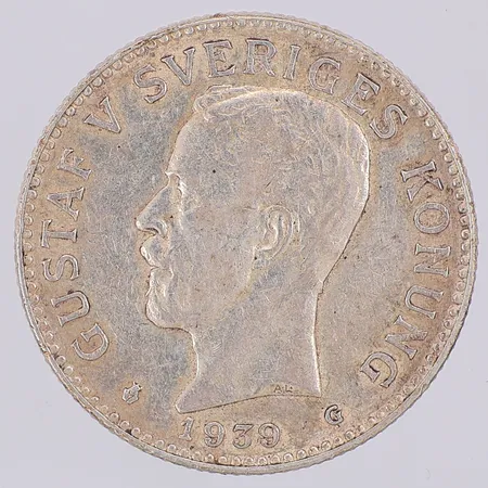 Silvermynt Sverige 2 kronor år 1939, 800/1000 Vikt: 15 g