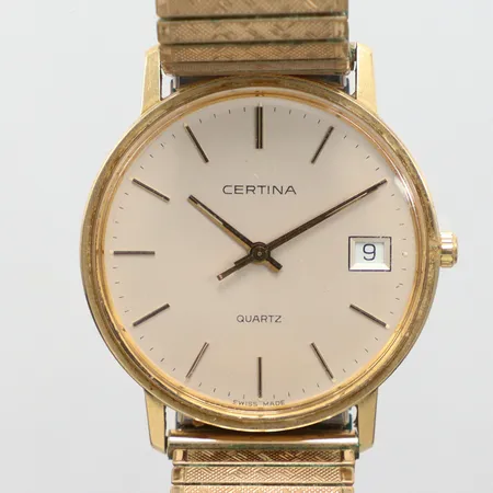 Herrur Certina  datum quartz flexband behov av batteribyte, gravyr  14K   Vikt: 0 g