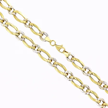 Kedja Figaro Guldfynd vit/gulguld längd 45cm, bredd 7mm, ihåligt, 18K Vikt: 19,5 g