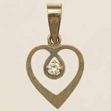 Hänge hjärta med diamant ca 0,03ct, längd 20mm, bredd 11mm, vitguld, 18K Vikt: 1,4 g
