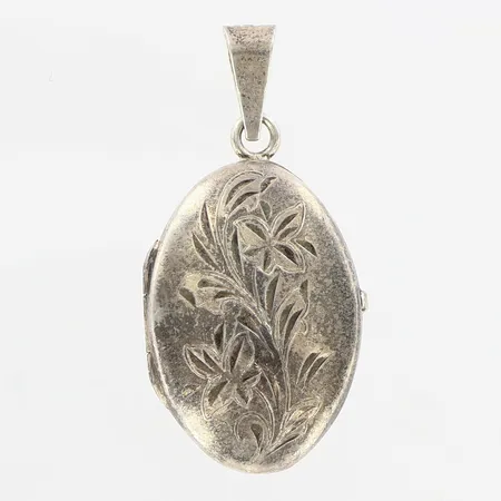 Medaljong 40mm, bredd:20mm, blomsterdekor, silver 830/1000 Vikt: 5,8 g
