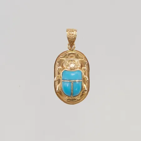 Hänge "scarabé" 23x13mm turkos 18K 2,2g.