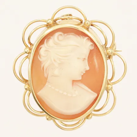 Hänge/brosch Kamé 28x32mm defekt lås 18K bruttovikt 6,0g Vikt: 6 g