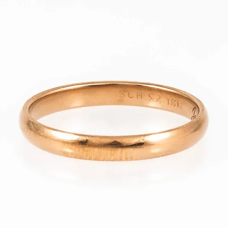 Slät ring stl:19¼ bredd 3mm, gravyr, 18K 3,0g. 