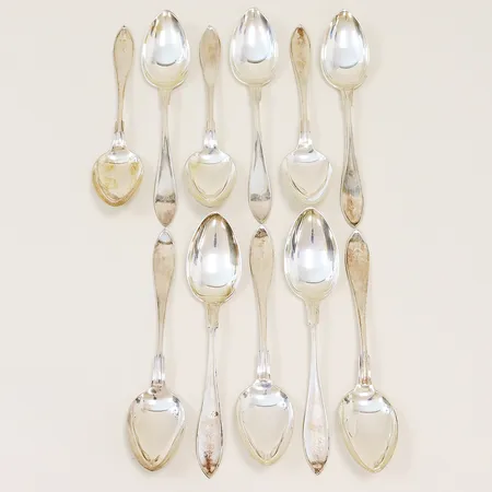 11 matskedar modell Svensk Spets 21,5cm gravyr silver 830/1000. Vikt: 731,7 g