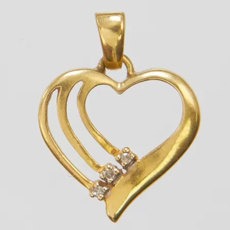Hänge hjärta med diamanter 3 x ca.0,005ct, 8/8-slipade, 19x14mm, GHA, 18K Vikt: 1,3 g