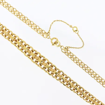 Collier X-länk doserad med säkerhetskedja längd 45 cm, bredd 45-95mm, 18K Vikt: 29,3 g