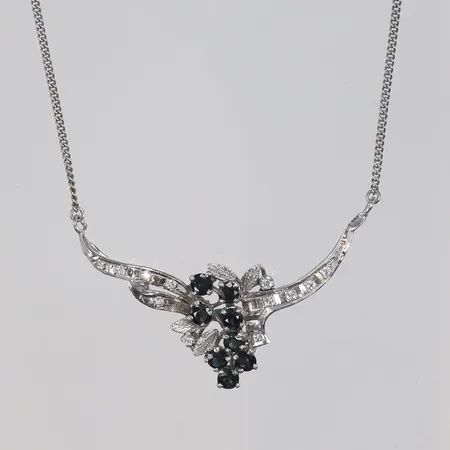 Collier med vita samt blå stenar 40/41,5cm bredd 1-35mm MEMA silver 925/1000 Vikt: 6,1 g