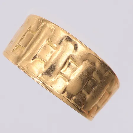 Ring mönstrad guldfynd stl:18¾, något skev, 18K Vikt: 1,8 g