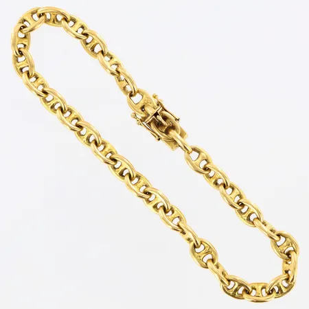 Armband Bönlänk, längd: ca20,3cm, bredd: 5mm, kistlås, 18K Vikt: 27,6 g