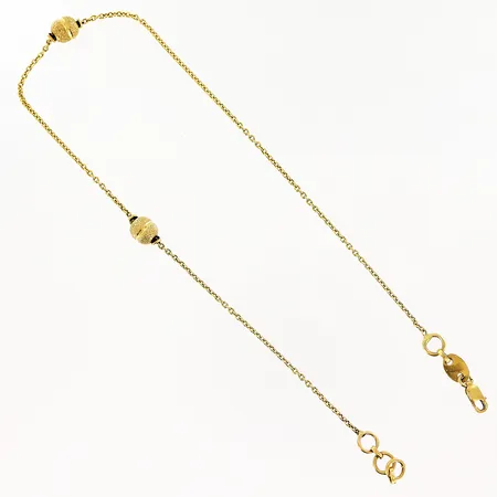 Vristlänk Ankar med guldpärlor justerbar längd 24,5-25,5cm, bredd 0,5-5mm, 21K Vikt: 3,3 g
