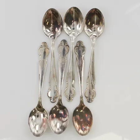 6 Kaffeskedar 12cm 830/1000 Silver 82,5g.