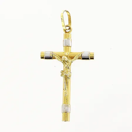 Hänge krucifix med vitguldsdetaljer längd 30mm, bredd 19mm, 18K  Vikt: 0,8 g