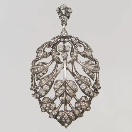 Hänge "löv" 61x35mm vita stenar 925/1000 Silver 14,3g.