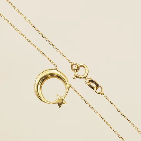 Collier med integrerat hänge, längd 42cm, bredd ca 0,6-11,6mm, 14K Vikt: 1,7 g