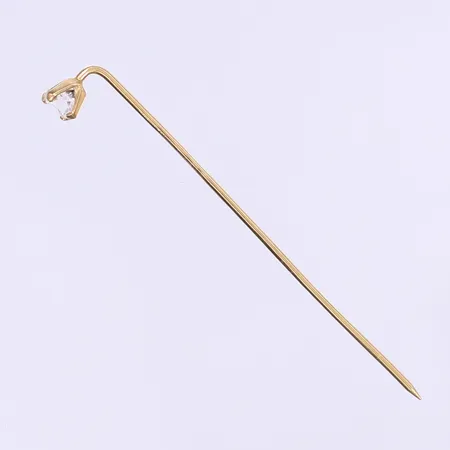 Pin med vit sten 53x5mm 18K  Vikt: 0,6 g