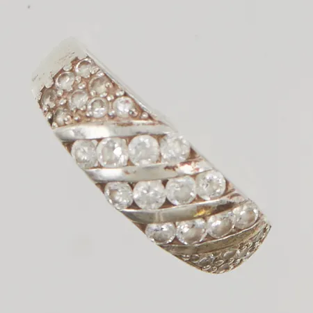 Ring stl:19¾ vita stenar 925/1000 Silver 3,8g.