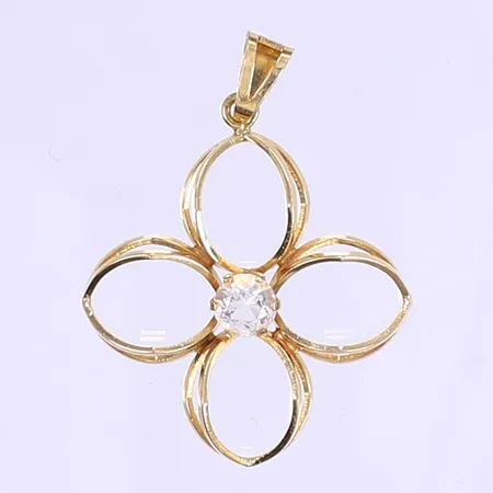 Hänge med vit sten36x27mm Guldfynd 18K Vikt: 2,7 g