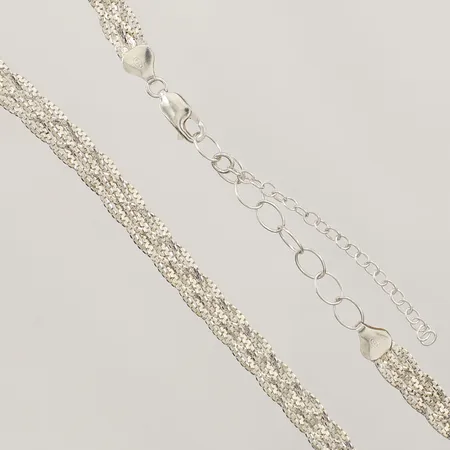 Collier flätat längd 42-53,5cm, bredd 7,5mm, 925/1000 silver  Vikt: 19,5 g