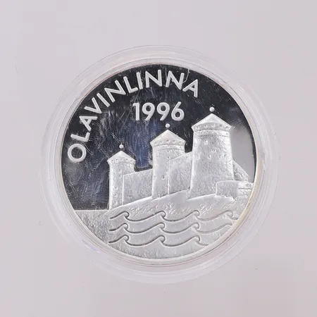 Minnesmynt Olavinlinna 1996 Finland, nominellt värde 20 euro, etui, silver 925/1000 Vikt: 26,9 g