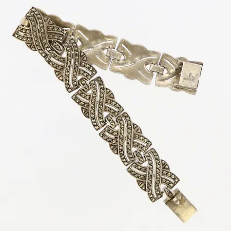 Armband markasiter, längd:17cm, bredd14mm, silver 835/1000  Vikt: 30,5 g