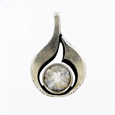 Hänge med vit sten längd 15mm, bredd 10mm, silver 925/1000 Vikt: 1,3 g