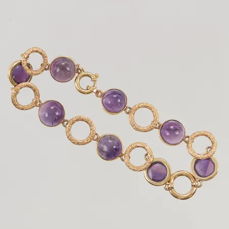 Armband med ametister 18cm bredd 9-10mm 18K 11,7g.