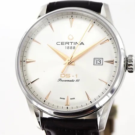Herrur Certina DS-1 Powermatic 80, stål, automatisk, 38mm, nr C029807 A, datum, sekundvisare, original läderband 23cm, viklås, inga tillbehör.