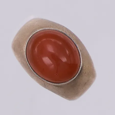 Ring orange sten stl:16, silver 835/1000 Vikt: 4,4 g