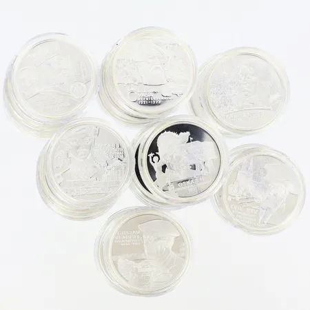 26 Silvermynt Sveriges Regenter, plastfodral, 925/1000 Silver Vikt: 709,7 g