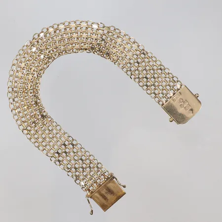 Armband X-länk 19cm bredd 16mm, skevheter i länken ÄSA Stockholm 1968, 18K Vikt: 17,4 g