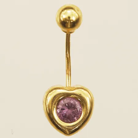 Navelpiercing med lila sten längd 25mm, bredd 9,5mm 18K Vikt: 0,9 g