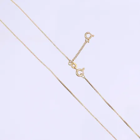 Halskedja Venezia 35cm bredd 1mm, med säkerhetskedja, bucklig, 18K Vikt: 2,5 g