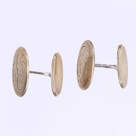 Ett par manschettknappar med monogram 27x20mm silver 830/1000  Vikt: 8,9 g