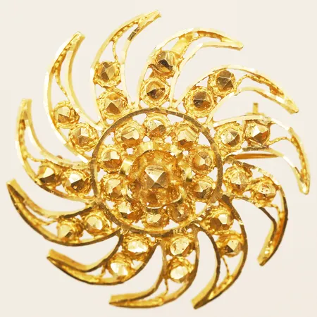 Hänge/brosch med filigran arbete, Ø36mm 21K  Vikt: 11,1 g