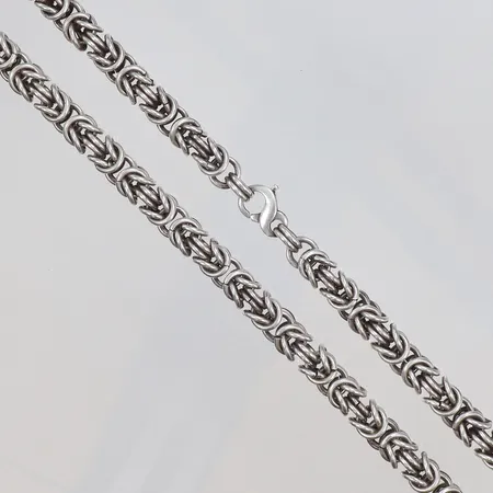 Halskedja Kejsarlänk, längd 63cm, bredd 7mm, defekt länkdel, 925/1000 silver Vikt: 152,1 g