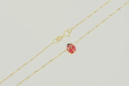 Halskedja med nyckelpiga längd 40 cm, 18K 0,9 gr Vikt: 0,9 g