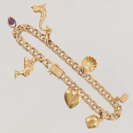 Armband Bismarck 19,5cm bredd 5mm berlocker 18K 16,3g.