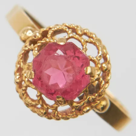 Ring med rosa glas, defekt, avklippt skena, 18K, bruttovikt 2,3g Vikt: 2,3 g