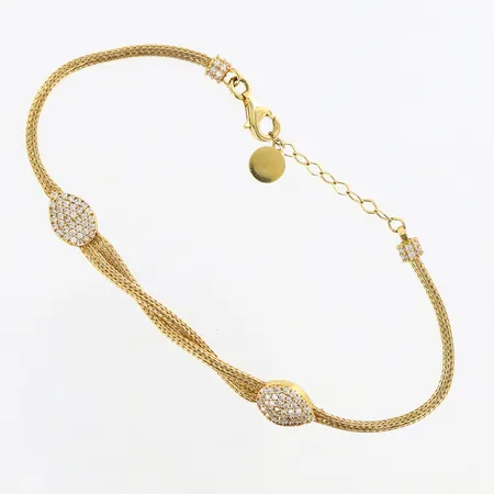 Armband med vita stenar, längd: 17,5 till 20cm, bredd: 3-7mm, en sten saknas, defekt, 18K Vikt: 6 g