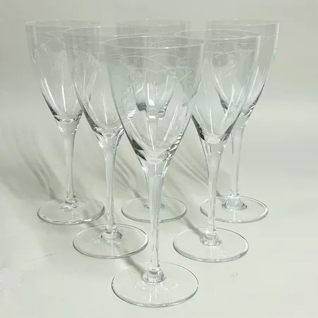 6 vitvinsglas Duka modell Lovisa 20cm Ø75mm, etsad dekor