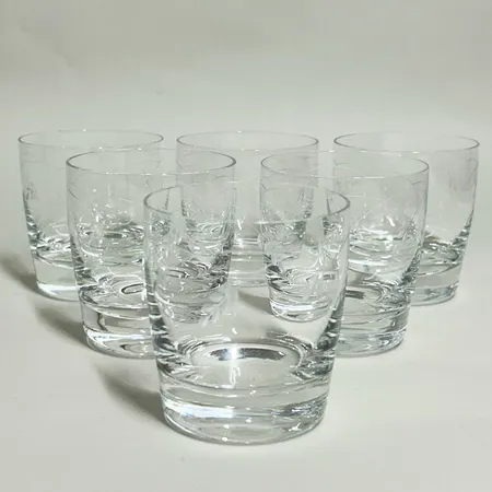 6 whiskeyglas Duka modell Lovisa 8cm Ø70mm, etsad dekor