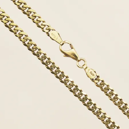 Kedja Pansar, längd 46cm, bredd 4,4mm, utbytt lås, 14K  Vikt: 23,8 g