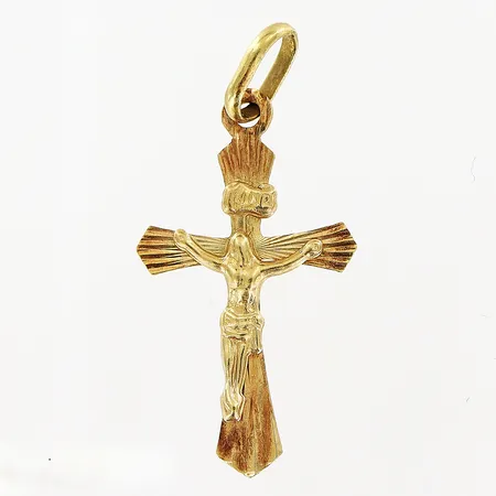 Hänge krucifix längd 26mm, bredd 13mm, 14K Vikt: 0,5 g