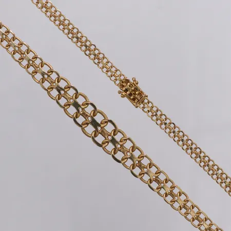 Collier doserad X-länk N S E Guldvaru Aktiebolag år 1976 längd 43,5cm, bredd 5,3-11mm, 18K  Vikt: 20,2 g