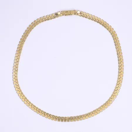 Halscollier 43cm bredd 7mm, kistlås, 18K  Vikt: 26,9 g