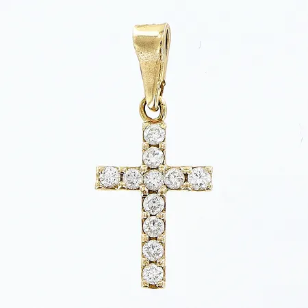 Hänge kors med diamanter 11 x 0,02ct längd 22mm, bredd 10mm, ögla skev, 18K Vikt: 1,1 g