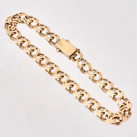 Armband 21cm Bismarck bredd 7,8mm, låsåttor saknas på båda sidor, 14K 16,94g.