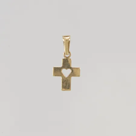 Hänge "kors med hjärta" 14mm 18K 0,4g.