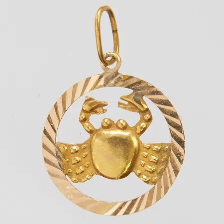 Hänge stjärntecken Kräftan 22,3x14,9mm, något böjd ögla, 14K  Vikt: 0,4 g
